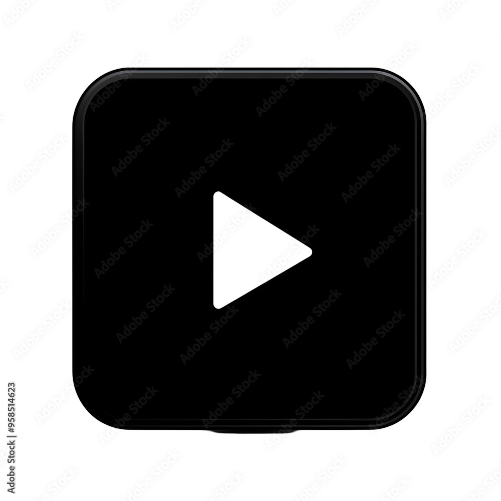 Black Button with a Play Icon in the Center Isolated on a Transparent Background Black Button with a Play Icon in the Center Isolated on a Transparent Background