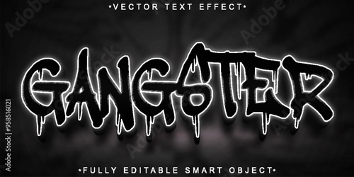 Silver Gangster Dangerous Vector Fully Editable Smart Object Text Effect