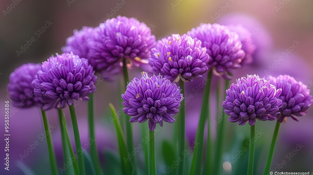Purple flowers in a field with soft background. Purple flowers in a field with soft background.
