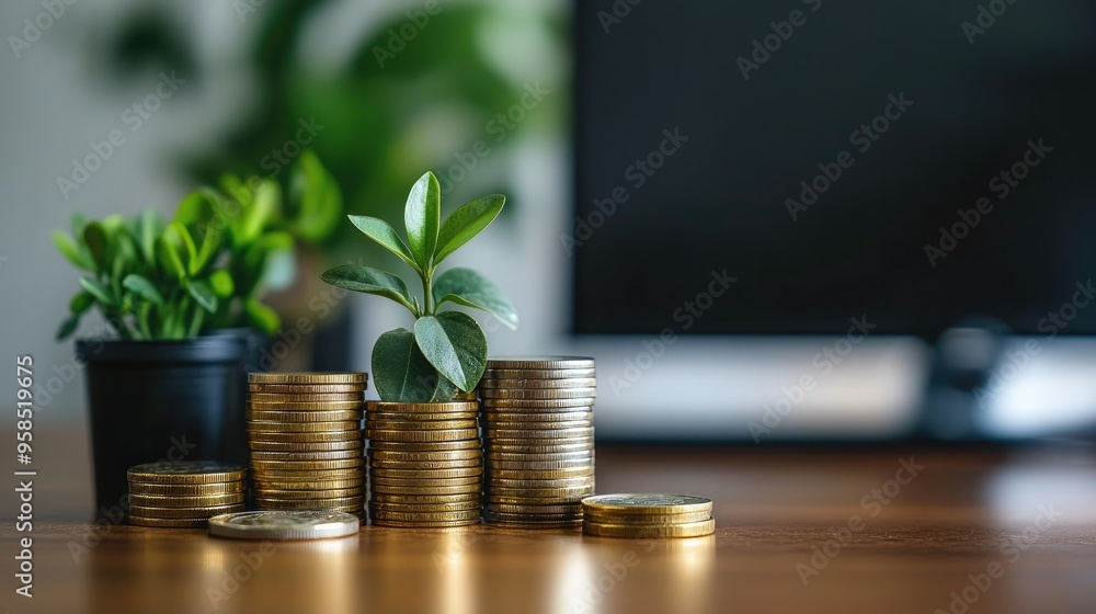 A portfolio of diversified assets displayed on a desk alongside a growing stack of coins, symbolizing financial freedom through passive income and effective asset management. A portfolio of diversified assets displayed on a desk alongside a growing stack of coins, symbolizing financial freedom through passive income and effective asset management.