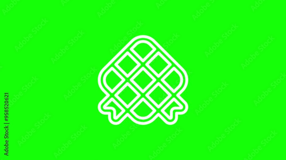 Animation of a Ketupat icon on a green background. 4K video. Looped animation. Animation of a Ketupat icon on a green background. 4K video. Looped animation.