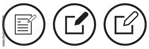edit pen icon, create modify pen sign button, Pencil icon, sign up icon - editing text file document icons
