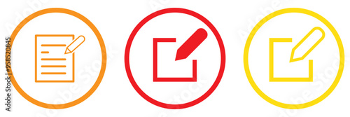 edit pen icon, create modify pen sign button, Pencil icon, sign up icon - editing text file document icons