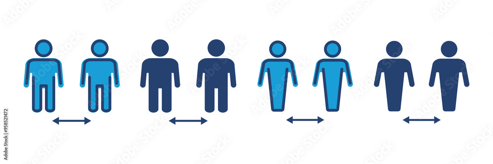 Social distance icon vector. social distancing icon. self quarantine sign Social distance icon vector. social distancing icon. self quarantine sign