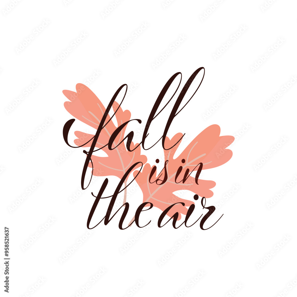 Obraz premium Autumn vibes. Seasonal square template with motivation quote and chestnut leaf in minimalist style. Hand drawn lettering. Autumn design for banners, posters, cards, invitations. Vector illustration.
