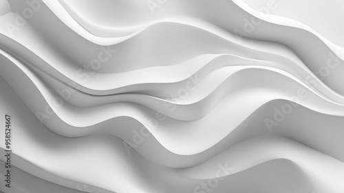 Stunning 3D rendering of a white wave on a white background