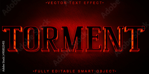Red Torment Anxiety Vector Fully Editable Smart Object Text Effect