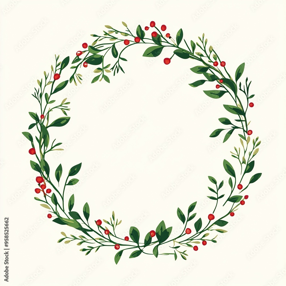 Floral Wreath with Red Berries Floral Wreath with Red Berries