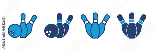 Bowling icon vector. bowling ball and pin icon. bowling pins