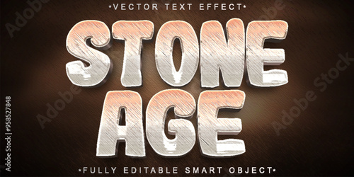 Cartoon Stone Age Vector Fully Editable Smart Object Text Effect