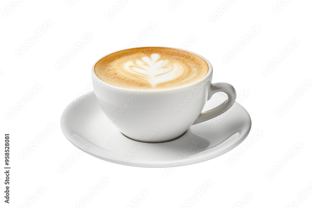 Minimalist shot of a single espresso cup with a creamy layer isolated on white background Minimalist shot of a single espresso cup with a creamy layer isolated on white background