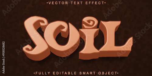 Cartoon Brown Soil Vector Fully Editable Smart Object Text Effect