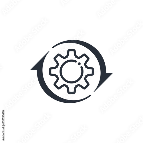  The process of reorganization,restructuring. Symbol of modernization, integration. Application settings. Vector linear icon isolated on white background.