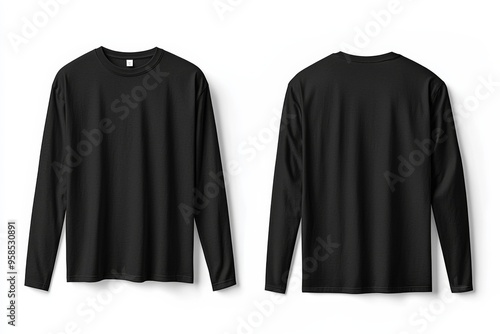 Black long sleeve tshirt mockup isolated created with Generative AI