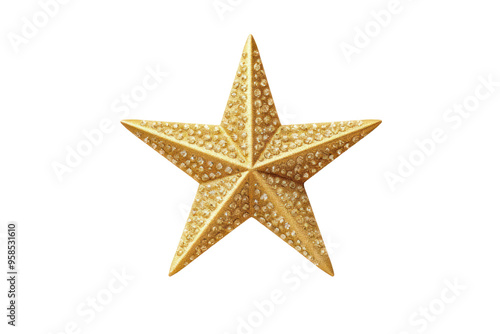 Elegant gold star with a sparkling texture white background