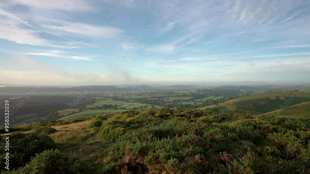 A beautiful landscape view of the Shropshire countryside from high on the Long Mynd A beautiful landscape view of the Shropshire countryside from high on the Long Mynd