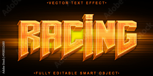 Racing Race Speed Orange  Vector Fully Editable Smart Object Text Effect