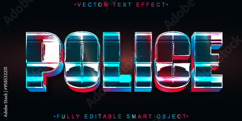 Police Lighting Vector Fully Editable Smart Object Text Effect