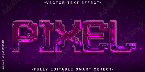 Arcade Pixel Game Purple Vector Fully Editable Smart Object Text Effect