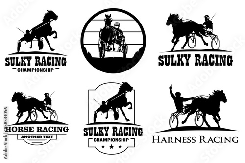 racing horse illustration logo design vector set