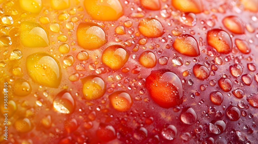 Refreshing Water Drops on Vibrant Ripe Fruit Surface with Juicy Details Refreshing Water Drops on Vibrant Ripe Fruit Surface with Juicy Details