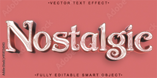 Classic Pink Nostalgic Vector Fully Editable Smart Object Text Effect