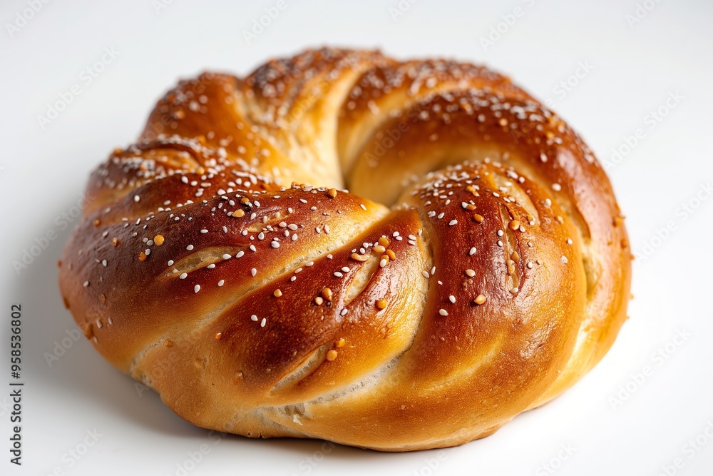 The Nordic bun is displayed from a top view, highlighting its intricate twists and wonderfully baked crust against a white backdrop. The Nordic bun is displayed from a top view, highlighting its intricate twists and wonderfully baked crust against a white backdrop.