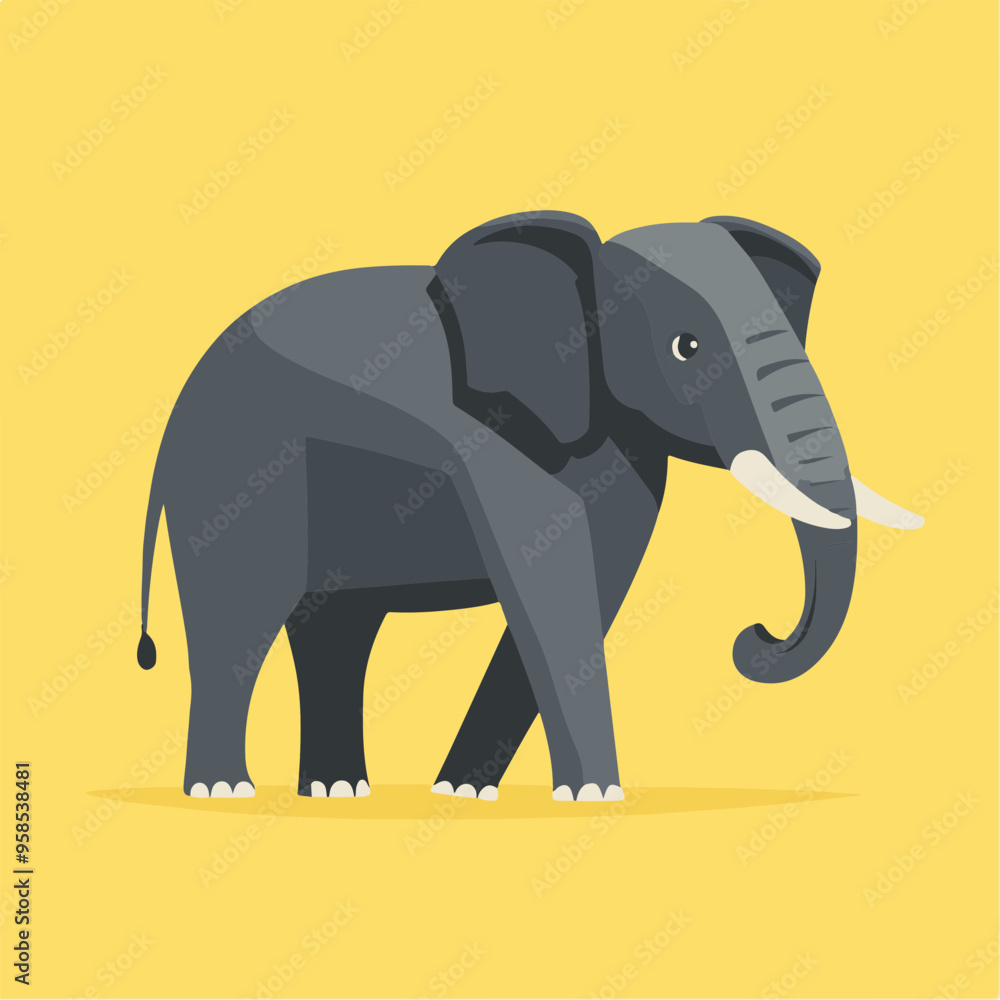 Fototapeta premium Stylized Illustration of an Elephant on Yellow Background