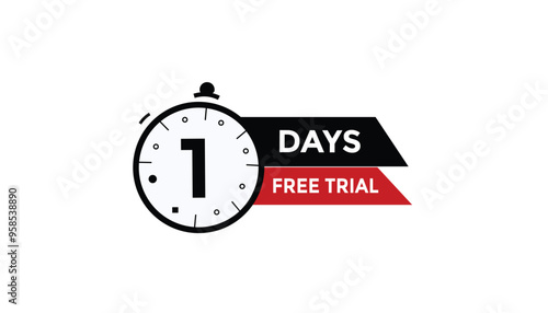 1 days free trial Countdown number banner templates. time icon. Vector Illustration 
