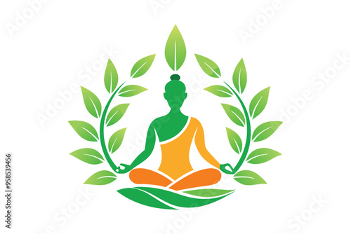 Human meditation logo icon illustration.