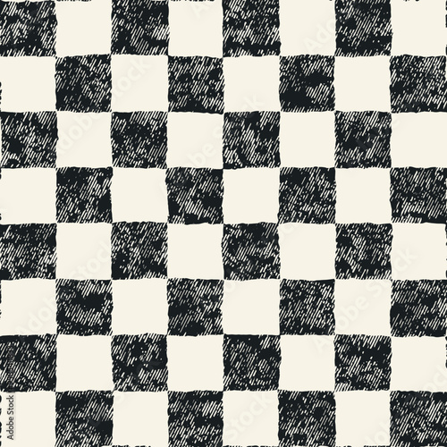 Monochrome Grain Mottled Check Pattern