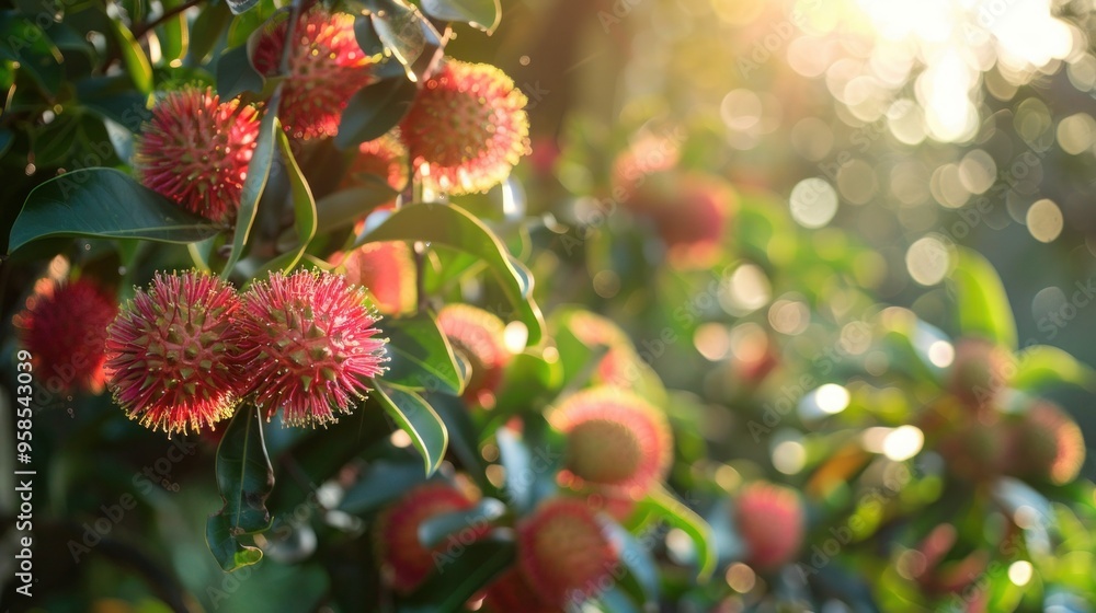 People growing rambutan in a beautiful garden People growing rambutan in a beautiful garden