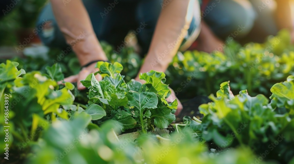 People growing salad in a beautiful garden People growing salad in a beautiful garden