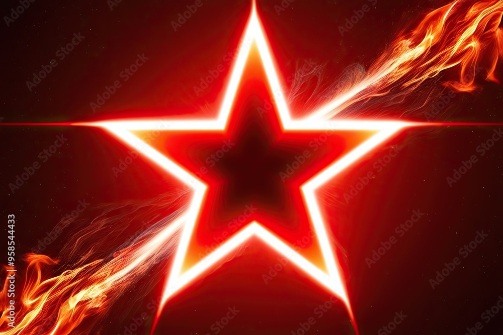 Brilliant Fiery Red Star Burst with Radiant Glow and Heat Effect Brilliant Fiery Red Star Burst with Radiant Glow and Heat Effect