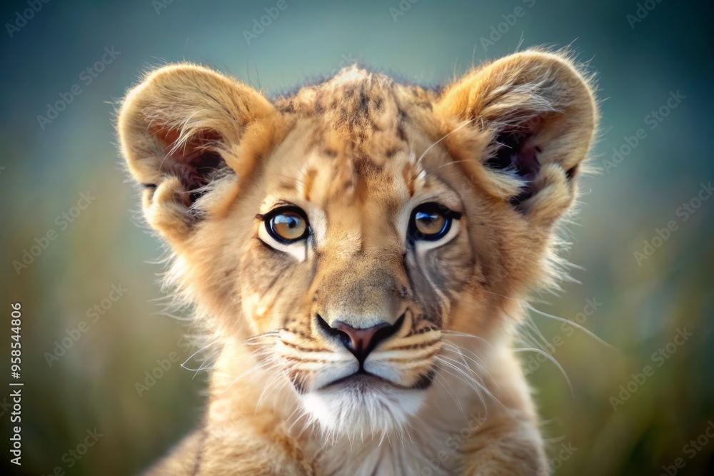 Adorable lion cub's playful face, whiskers, and mane delicately rendered in soft, gentle lines and subtle shading, Adorable lion cub's playful face, whiskers, and mane delicately rendered in soft, gentle lines and subtle shading,
