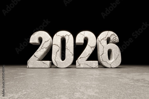 2026 calendar month cracked stone text design