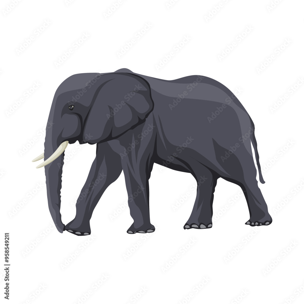Fototapeta premium Flat vector illustration of an elephant separated