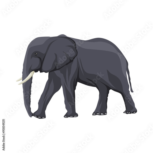 Flat vector illustration of an elephant separated