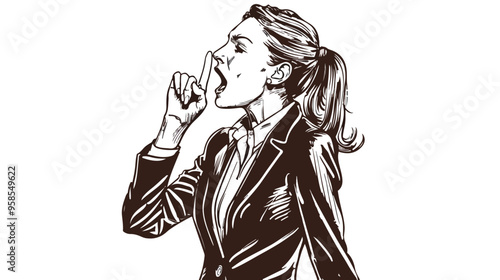 Confident Young Businesswoman Proclaiming in Suit