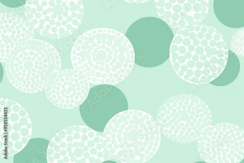 Repeated modern Mint Green soft pastel color vector art circle pattern