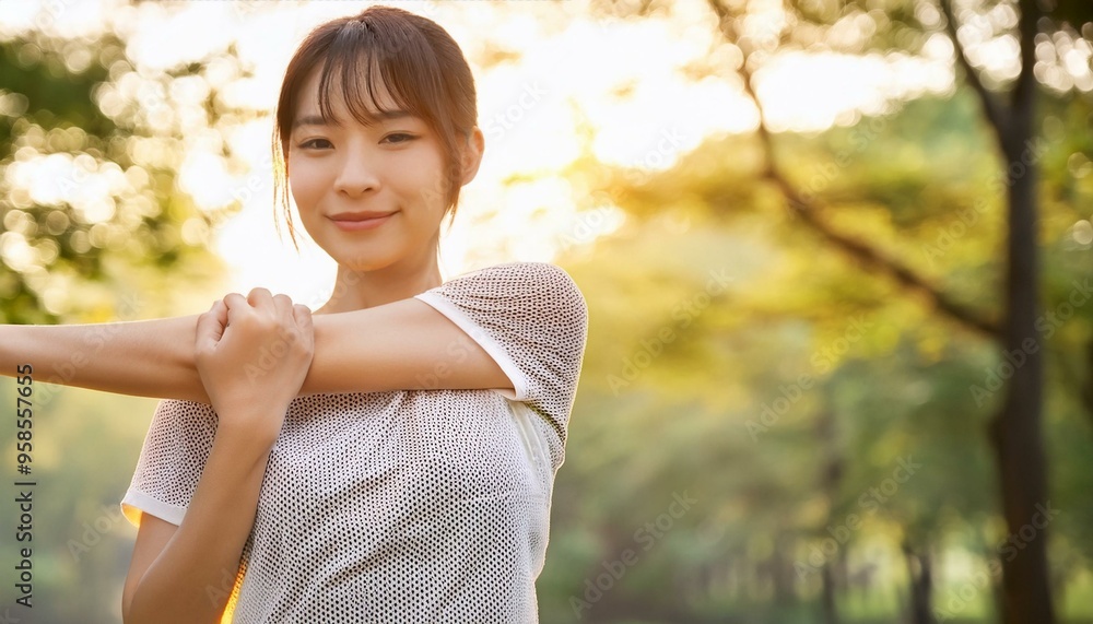 公園でストレッチをしている若いアジア人の女性。(Young Asian woman stretching in the park.)
公園でストレッチをしている若いアジア人の女性。(Young Asian woman stretching in the park.)