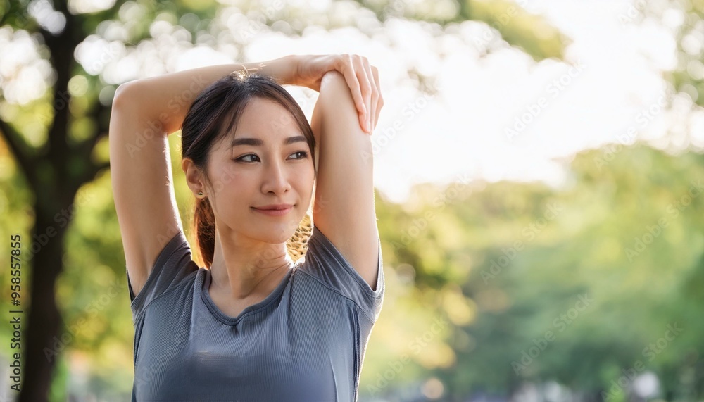 公園でストレッチをしている若いアジア人の女性。(Young Asian woman stretching in the park.)
公園でストレッチをしている若いアジア人の女性。(Young Asian woman stretching in the park.)