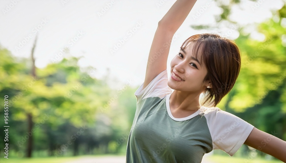 公園でストレッチをしている若いアジア人の女性。(Young Asian woman stretching in the park.)
公園でストレッチをしている若いアジア人の女性。(Young Asian woman stretching in the park.)