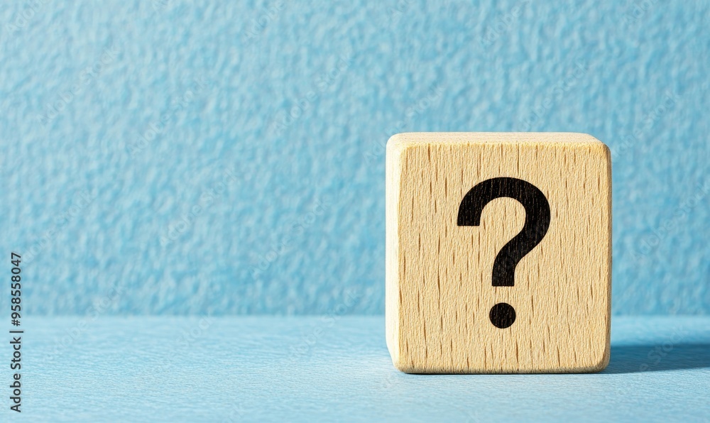 A wooden cube puzzle with a picture of a question mark. 3D rendering. A wooden cube puzzle with a picture of a question mark. 3D rendering.