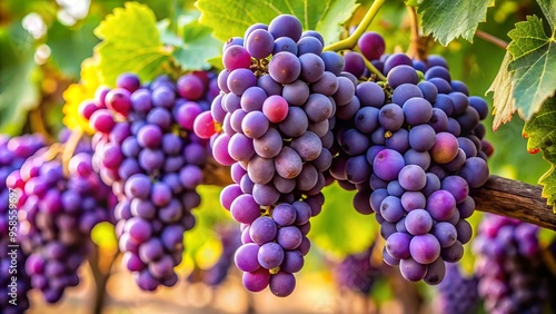 Wallpaper Mural Vines heavy with juicy purple grapes, the fruits of labor bursting with flavor, awaiting the harvest season's sweet Torontodigital.ca