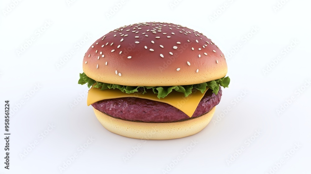 Isolated on white, a 3D barbecue burger icon representing fast food and picnic themes Isolated on white, a 3D barbecue burger icon representing fast food and picnic themes