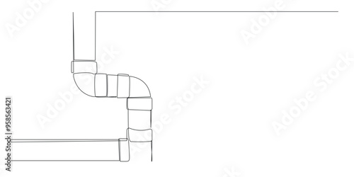 continuous line of pipe connections. one line drawing of a water pipe connection. minimalist single line vector illustration. isolated on white background