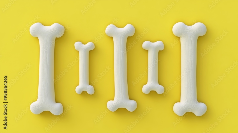 Icon of a bone-shaped dog treat illustrated in 3D with smooth rounded edges and a soft shadow underneath Icon of a bone-shaped dog treat illustrated in 3D with smooth rounded edges and a soft shadow underneath