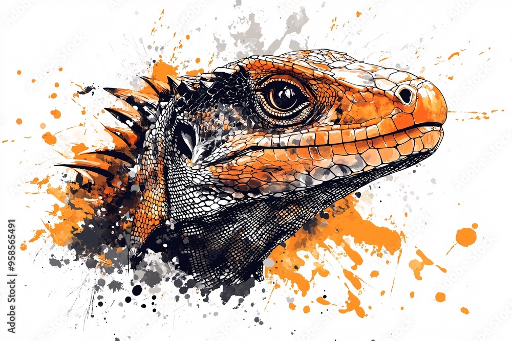 Vibrant Watercolor Iguana - Artistic Wildlife Illustration Vibrant Watercolor Iguana - Artistic Wildlife Illustration