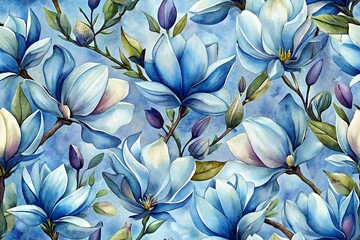 Wandcirkels Bloemen patronen Magnoliabloemen naadloos botanisch patroon  © tarakacraft